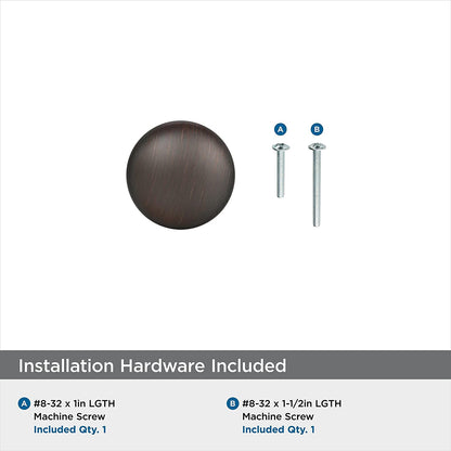 | Cabinet Knob | Oil Rubbed Bronze | 1-1/4 Inch (32 Mm) Diameter | Edona | Drawer Knob | Cabinet Hardware (Pack of 1)