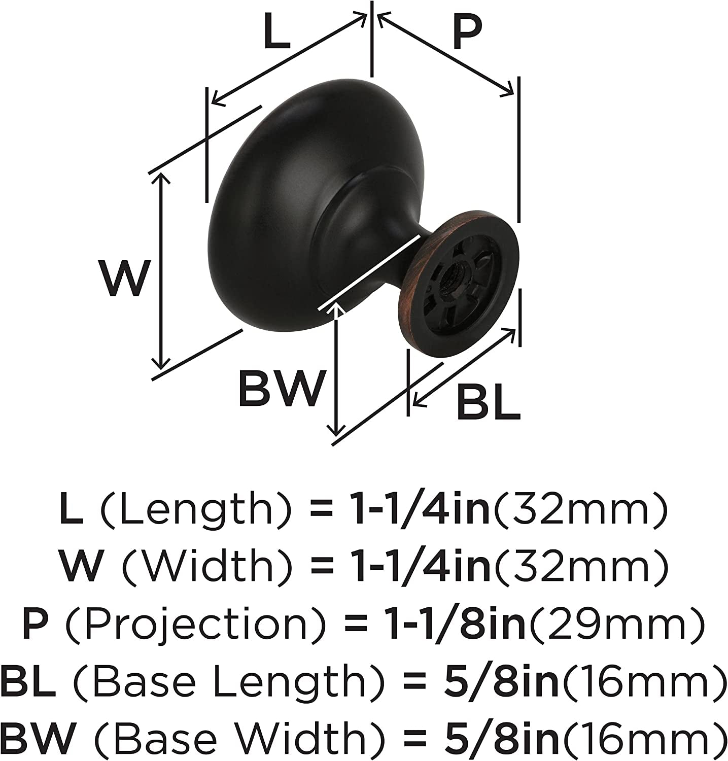 | Cabinet Knob | Oil Rubbed Bronze | 1-1/4 Inch (32 Mm) Diameter | Edona | Drawer Knob | Cabinet Hardware (Pack of 1)